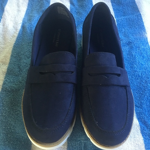 St John’s Bay Blue Suede Loafers Wedges Size 6 M - Picture 2 of 8